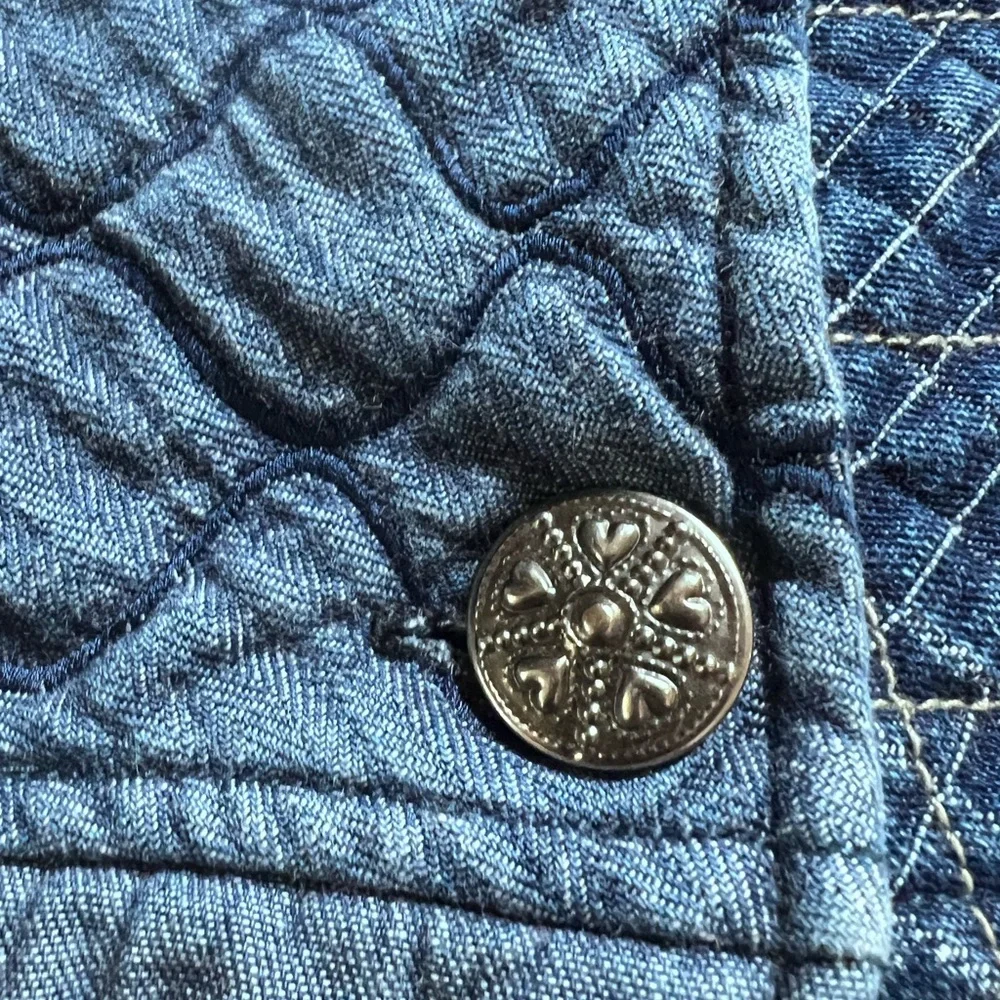 Vintage Embroidered Quilted Denim Shacket XL Coastal Cowgirl Coastal Grandma - Picture 9 of 16